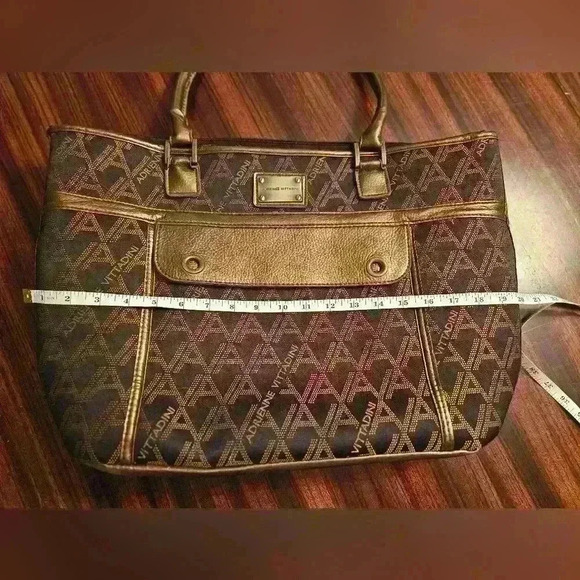 Adrienne Vittadini Large Laptop Travel Tote Fabric with Leather Trim EUC - Picture 9 of 16